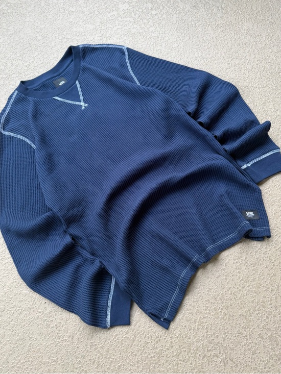 Vans Other - Vans Men's Navy Waffle Crewneck Sweater with Contrast Stitch